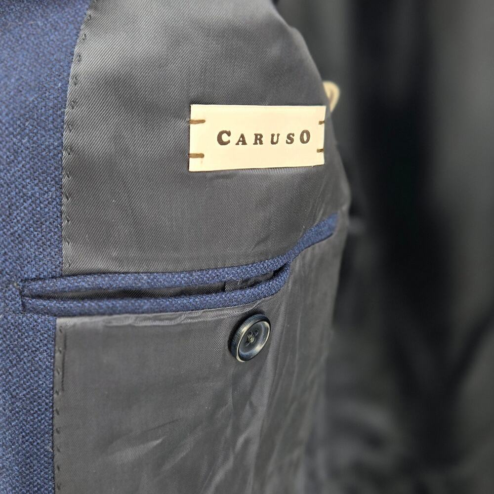 Caruso Mens Sport Coat Blazer Suit Jacket Blue Wool Size 48 7R - Picture 3 of 9